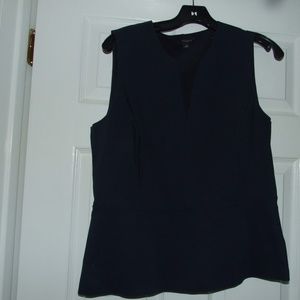 Ann Taylor Navy Blue Peplum V-neck Top10 NWOT